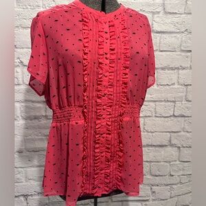 Torrid button down chiffon blouse pink with cute cat print!!!